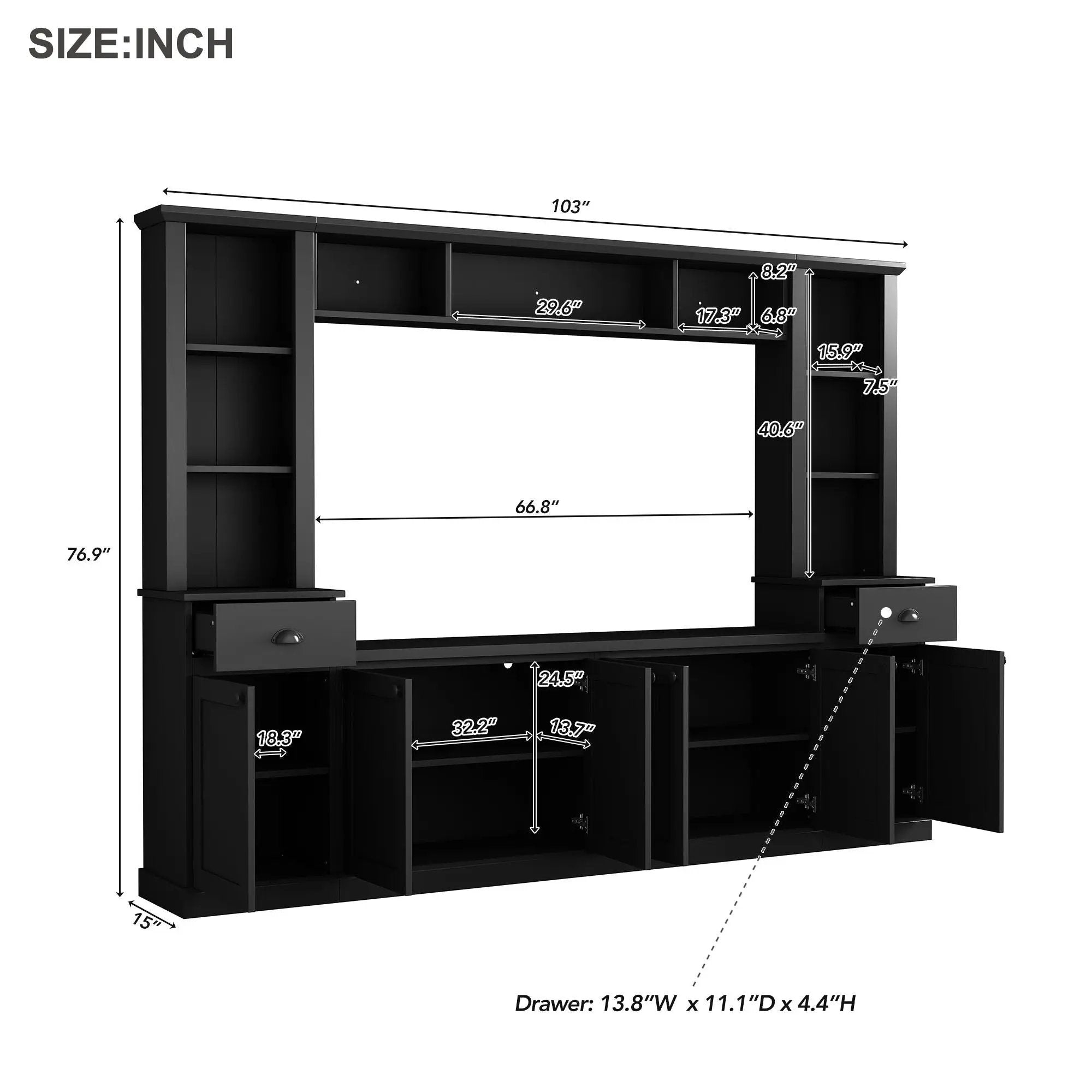 Minimalist Entertainment Wall Unit Set With Bridge For TVs Up To 75" by Unique Piece Furniture