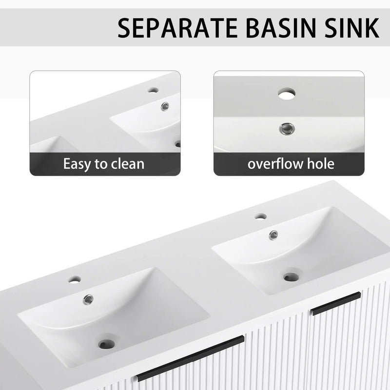 Contemporary Wall Mounted Bathroom Vanity With Resin Double Sink by Unique Piece Furniture