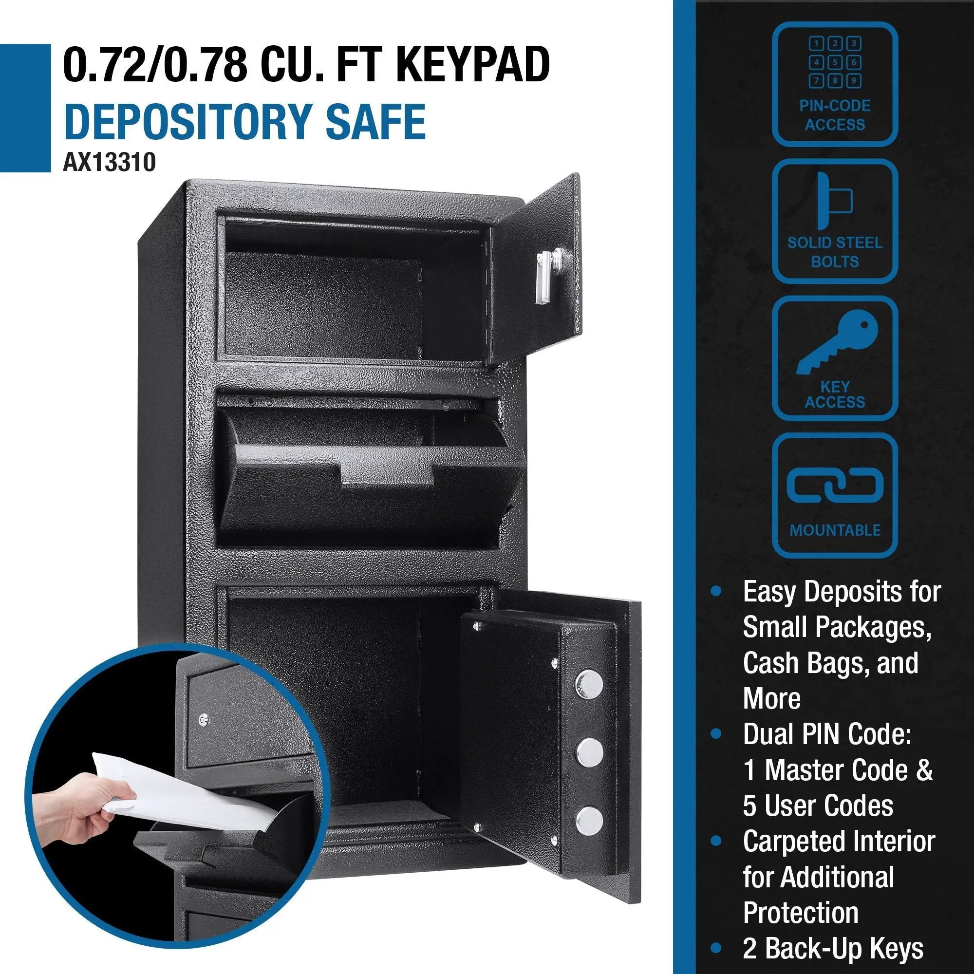 Large Locker Depository Safe With Digital Keypad 0 72 0 78 Cubic Ft - Black by HouseOfZazla