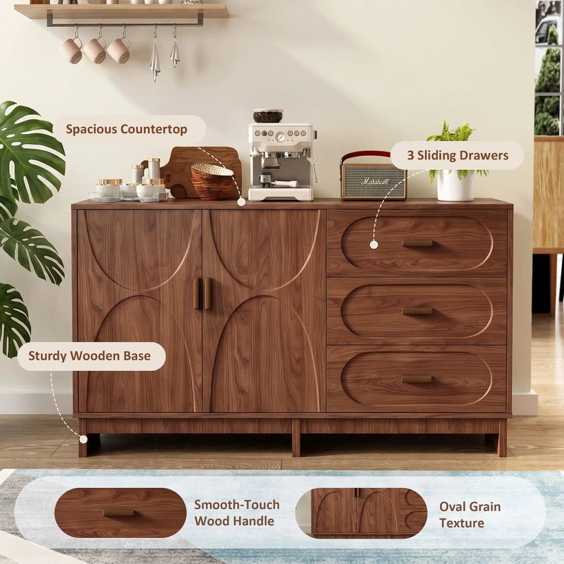 59.1" Buffet Sideboard with 2 Doors and 3 Drawers by HouseOfZazla