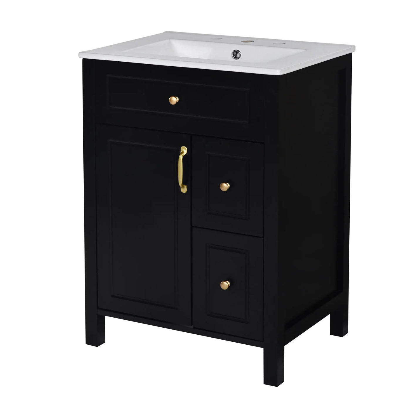 Elegant Bathroom Vanity With Ceramic Sink, Soft Close Doors And Drawers, Double Storage Racks by HouseOfZazla