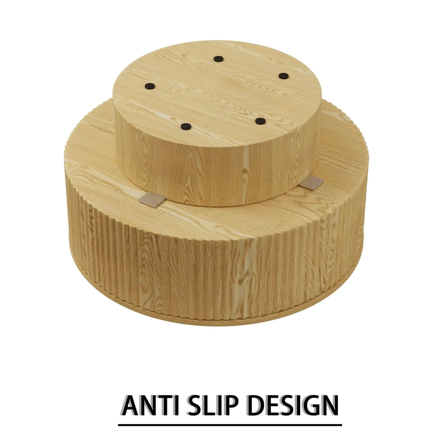Modern Circular Coffee Table With Stripe Design And Storage Space by HouseOfZazla