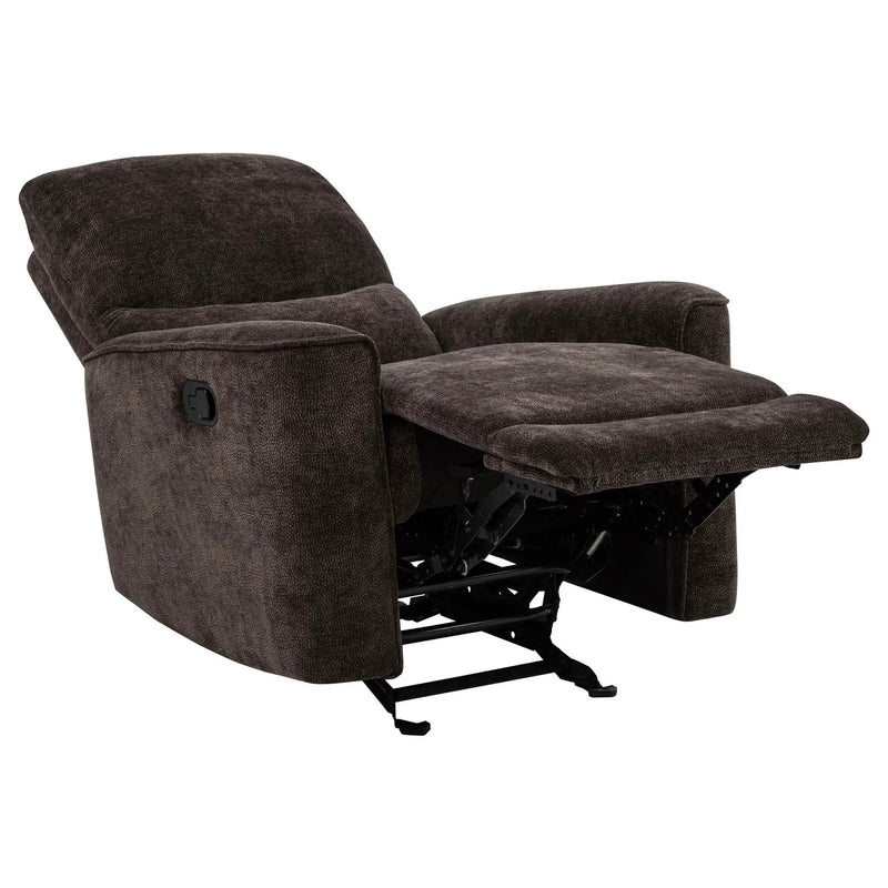 Navarro Chenille Upholstered Glider Recliner Dark Brown by Unique Piece Furniture