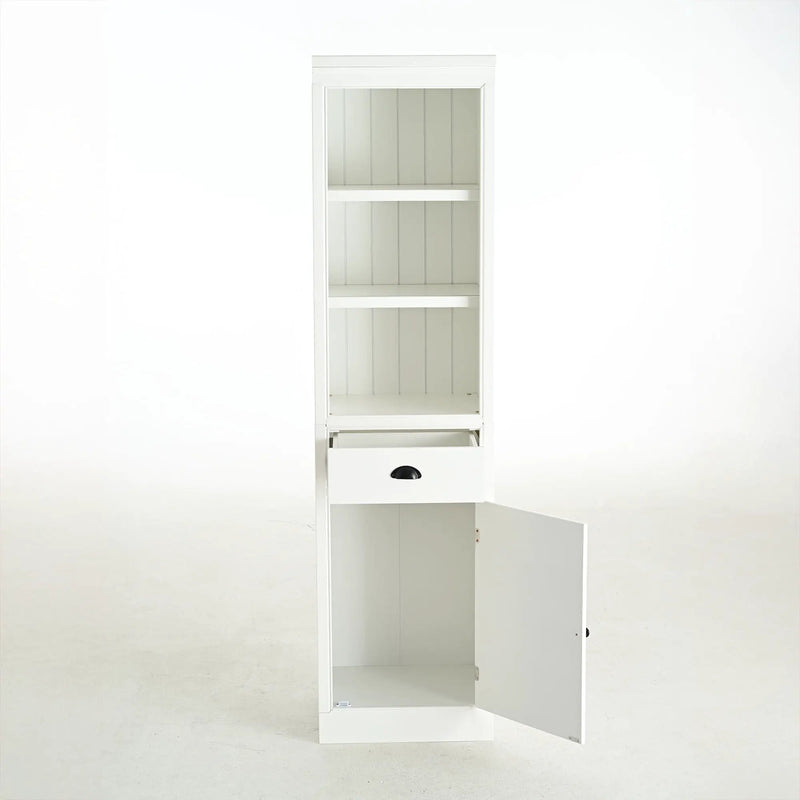 Retro Style 75'' Tall Display Shelf With Cabinet For Hallways Living Room Kitchen - White by HouseOfZazla