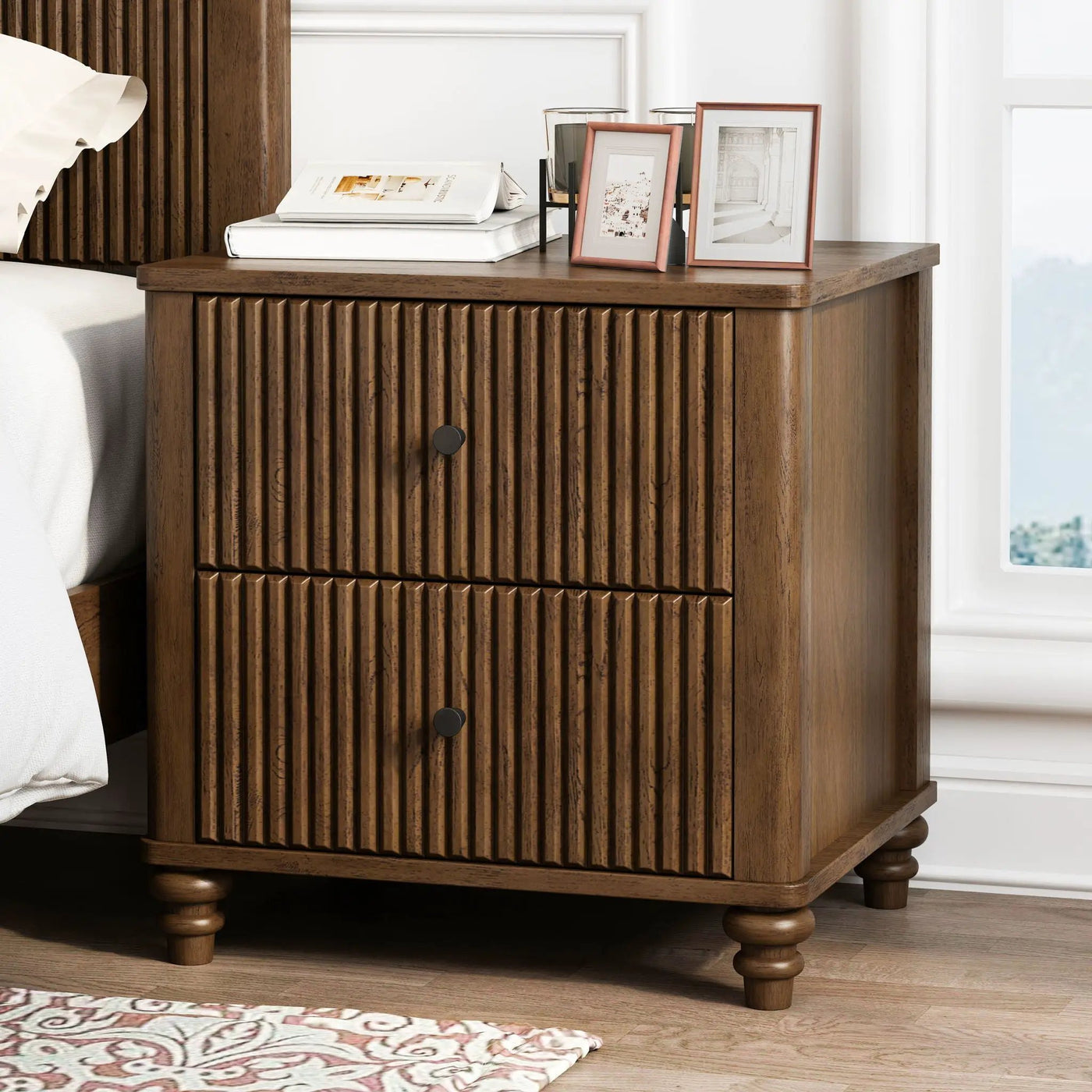 Modern Fluted Nightstand With 3 Drawers by HouseOfZazla