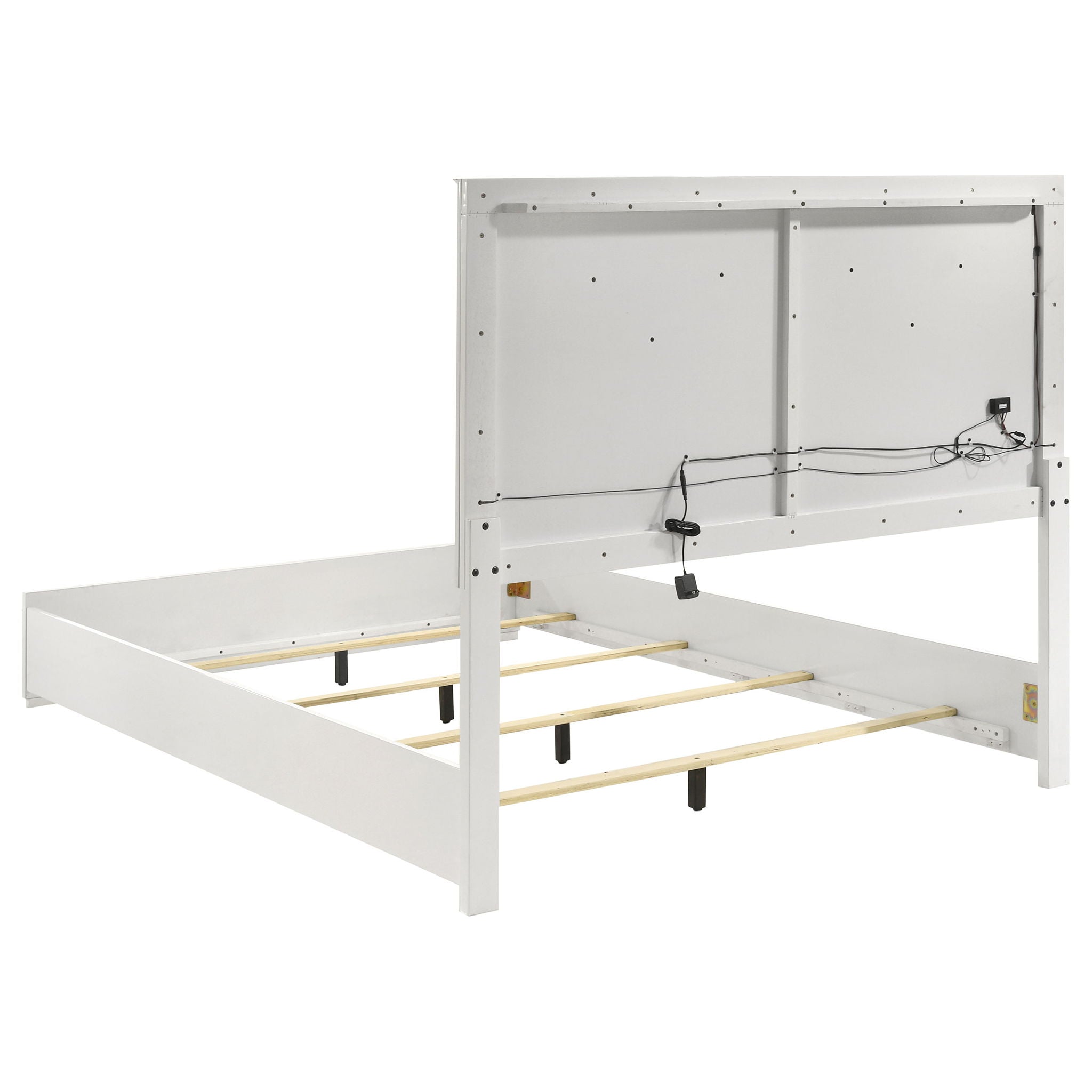 Ives Queen Panel Bed LED Headboard White High Gloss by Unique Piece Furniture