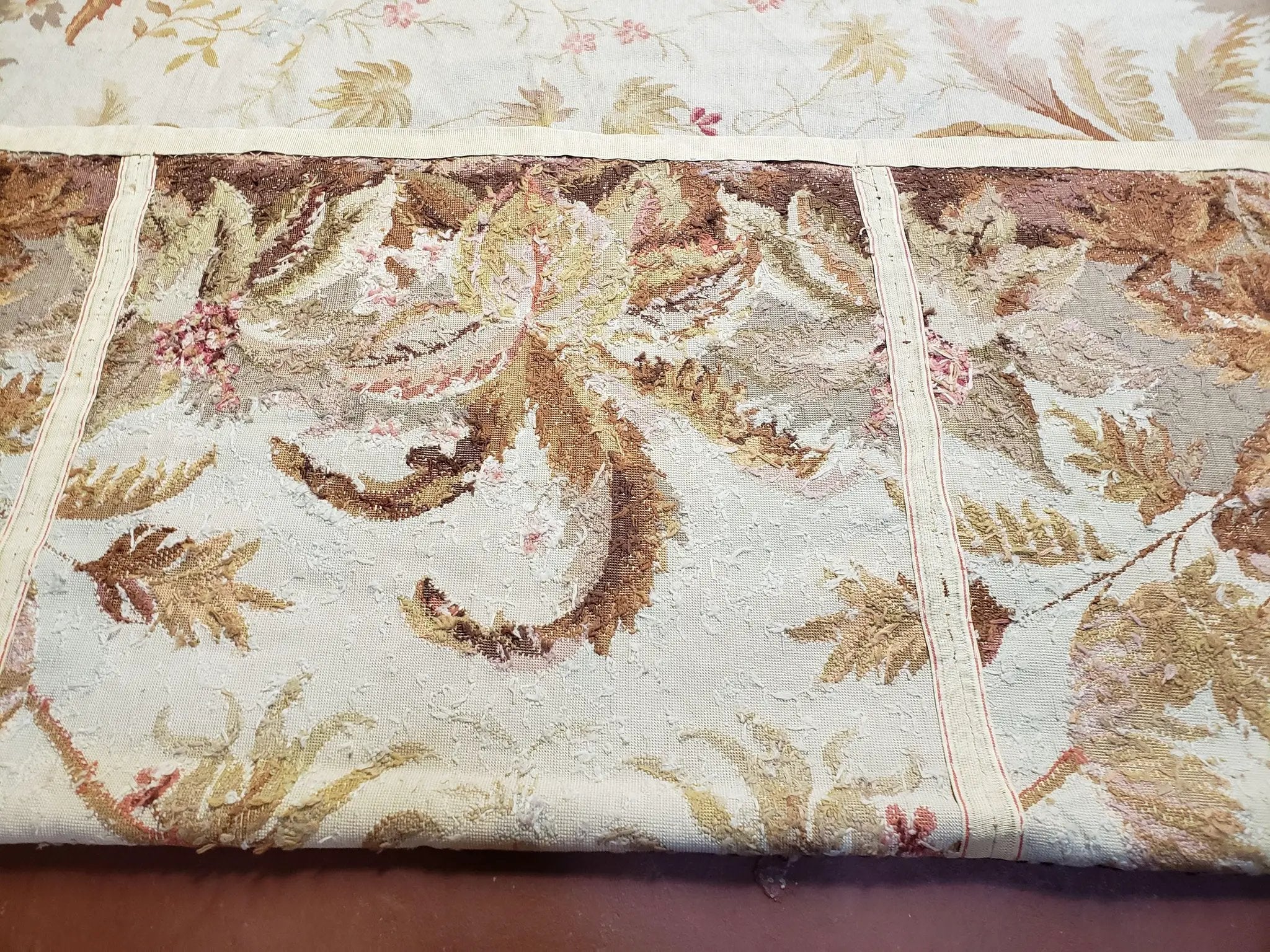 7' 7" x 9' 8" Needlepoint Rug Floral Beige Flat Weave Carpet 8x10 Handmade New Area Rug by Jewel Rugs