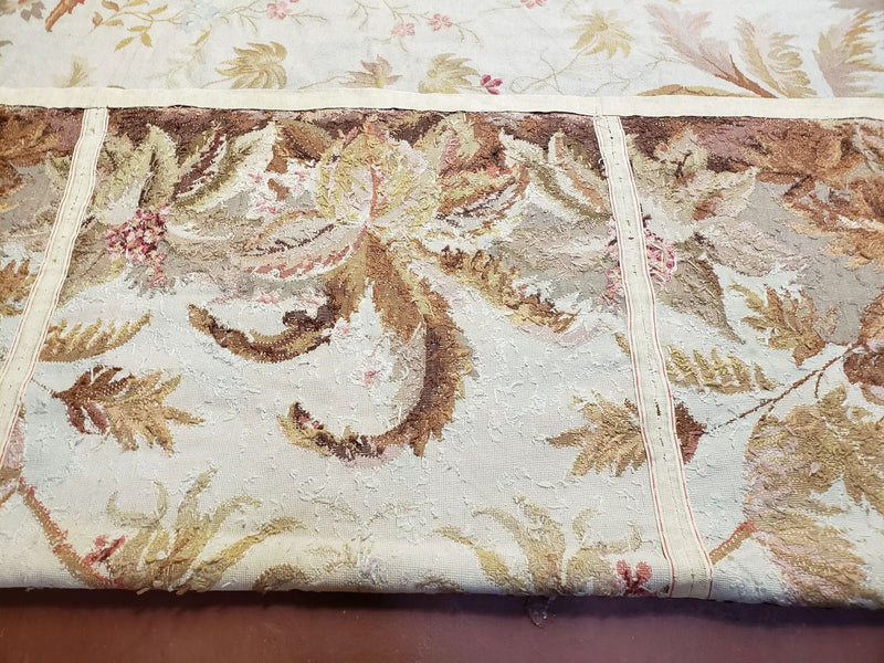 7' 7" x 9' 8" Needlepoint Rug Floral Beige Flat Weave Carpet 8x10 Handmade New Area Rug by Jewel Rugs
