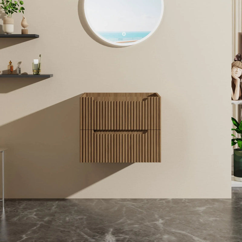 24" Wall Mount Bathroom Vanity Cabinet Floating (Cabinet Only) - Walnut by HouseOfZazla