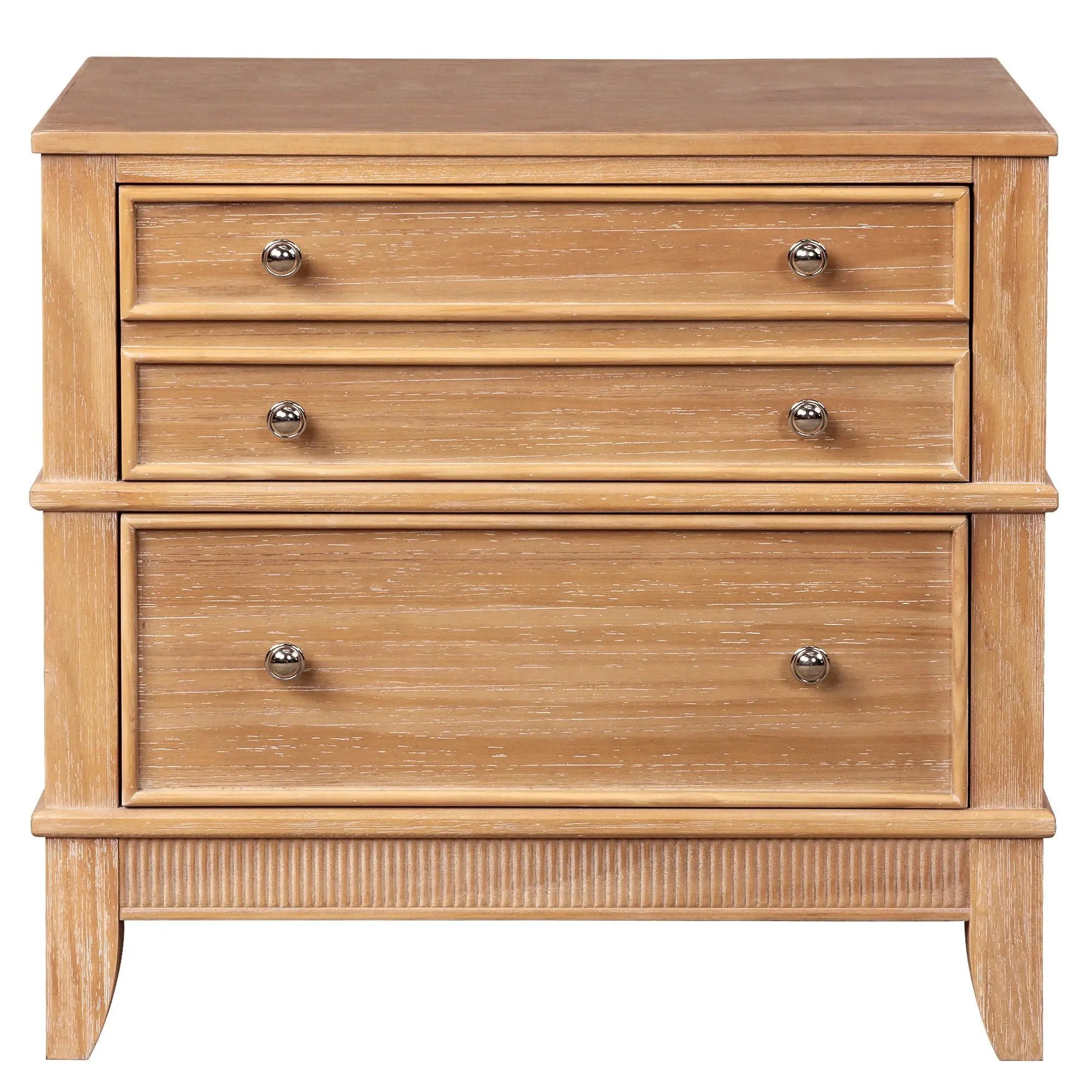 Hazel - 3 Drawer Side Table For Living Room, Hallway, Entryway Solid Wood With Silver Handles - Natural by Unique Piece Furniture