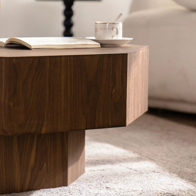 30.51 Inch Wooden Octagonal Coffee Table for Living Room by HouseOfZazla