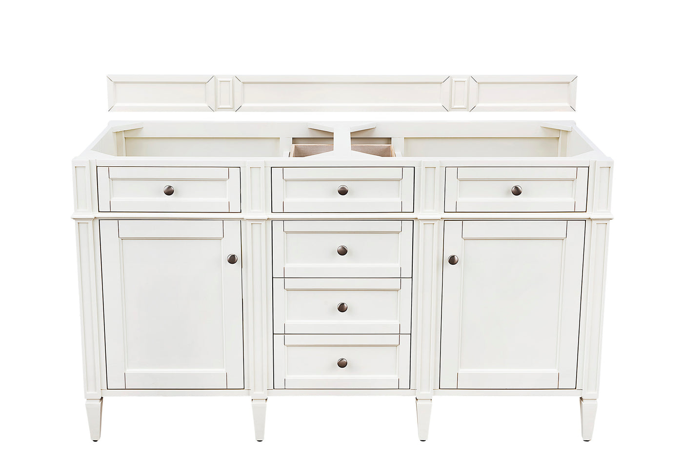 James Martin Brittany 60" Double Bathroom Vanity, Bright White, cabinet without a countertop