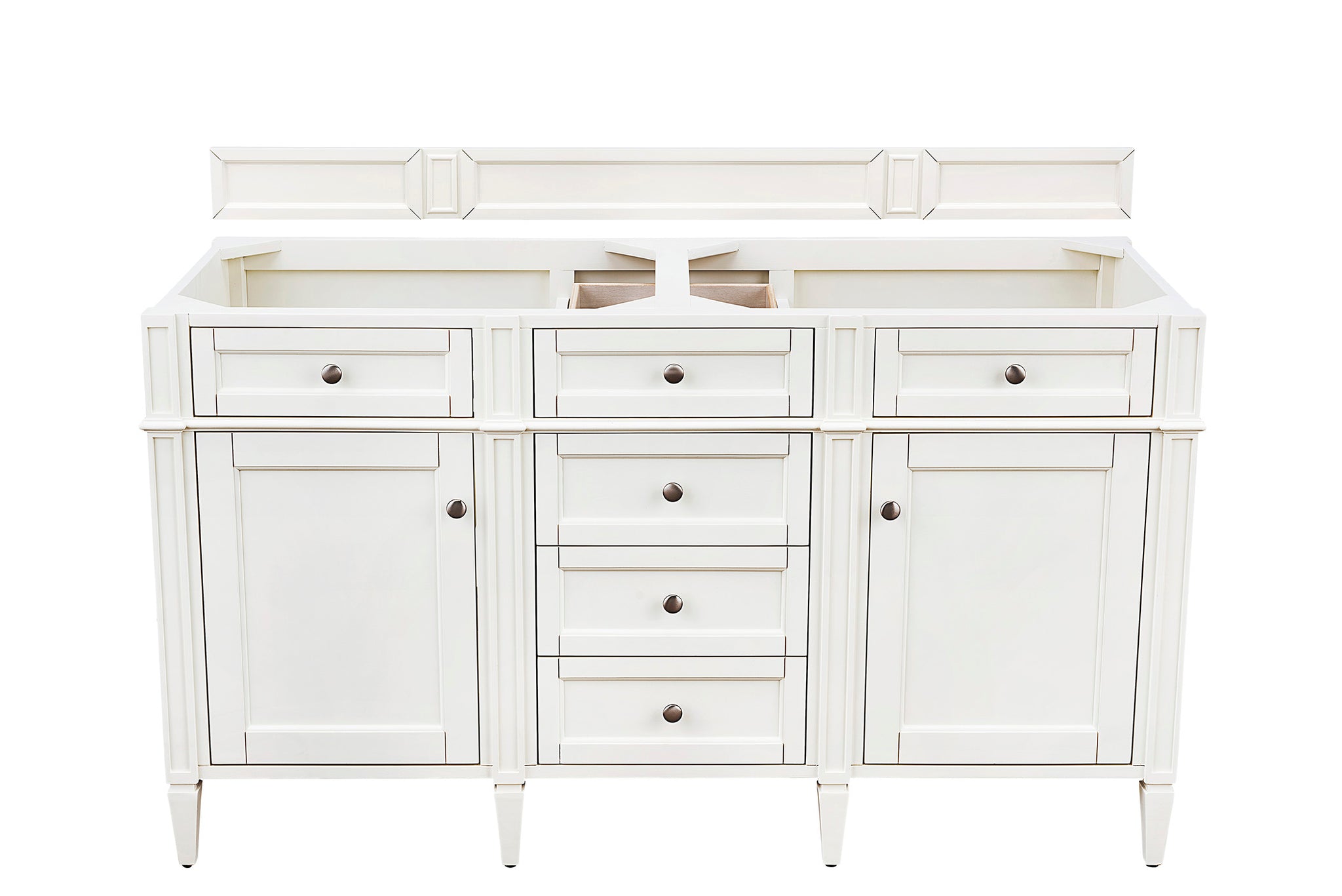 James Martin Brittany 60" Double Bathroom Vanity, Bright White, cabinet without a countertop