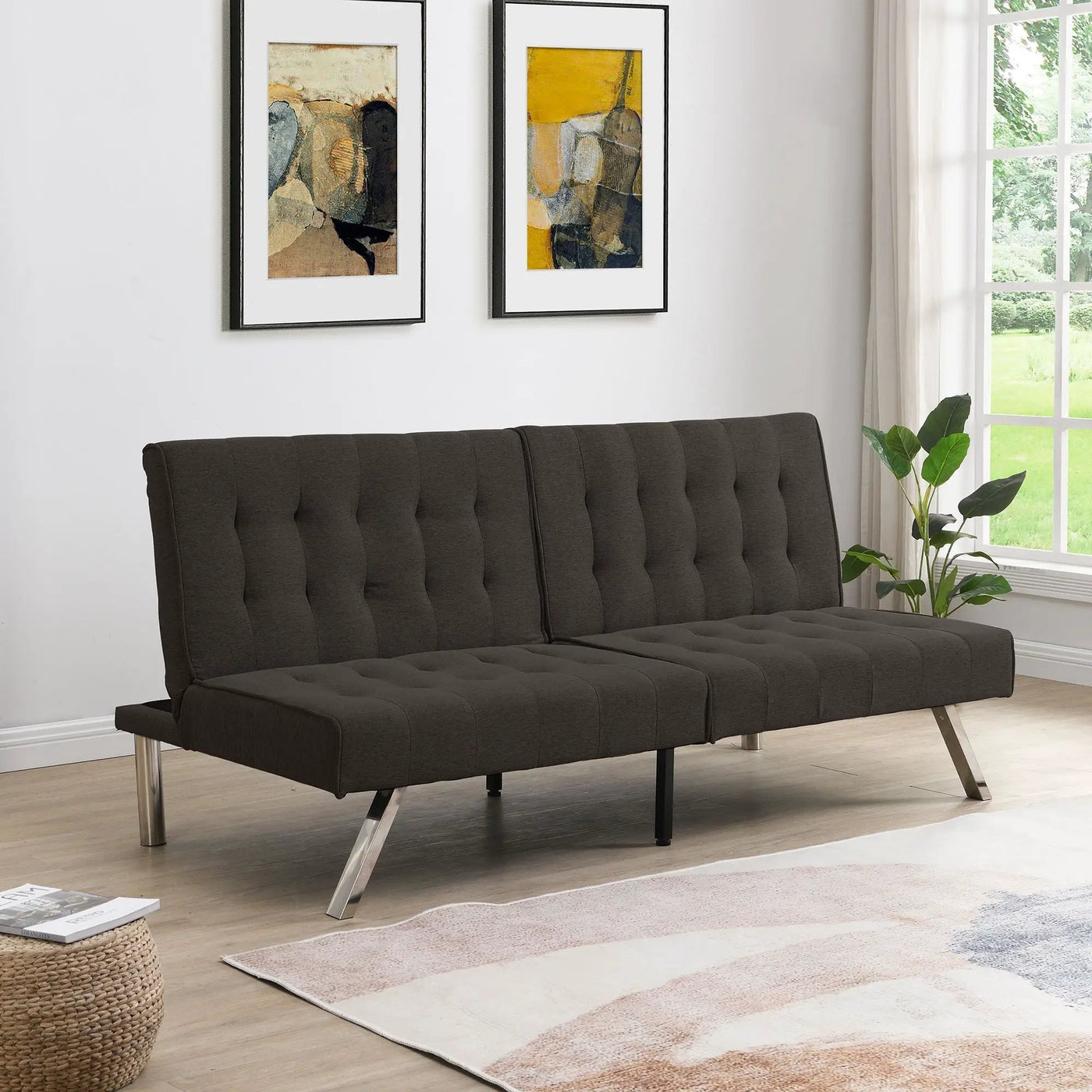 Modern Sofa Bed With Wood Frame And Stainless Legs by HouseOfZazla