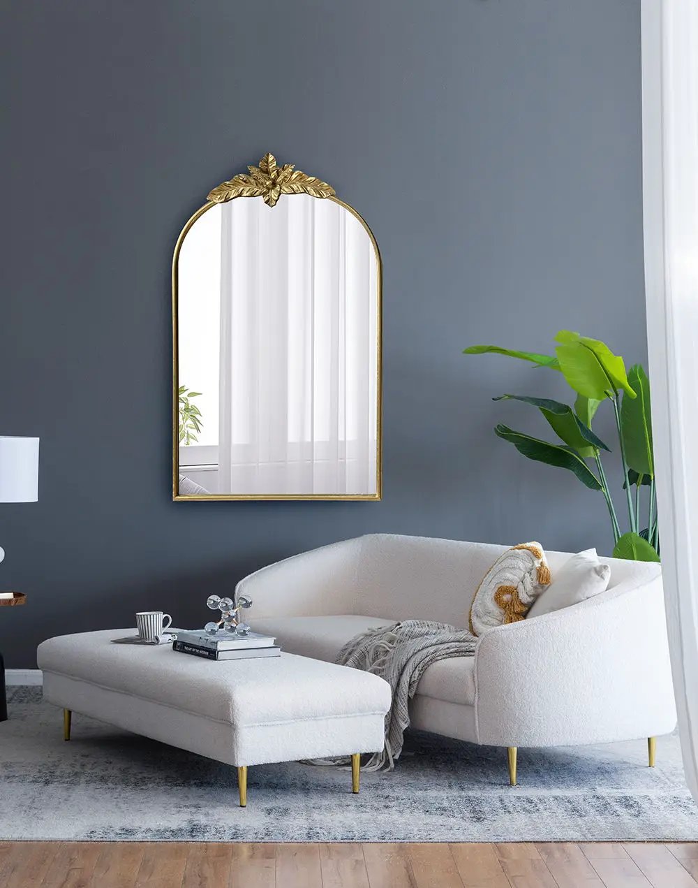 Arched Wall Mirror With Metal Frame, Wall Mirror For Living Room by Unique Piece Furniture