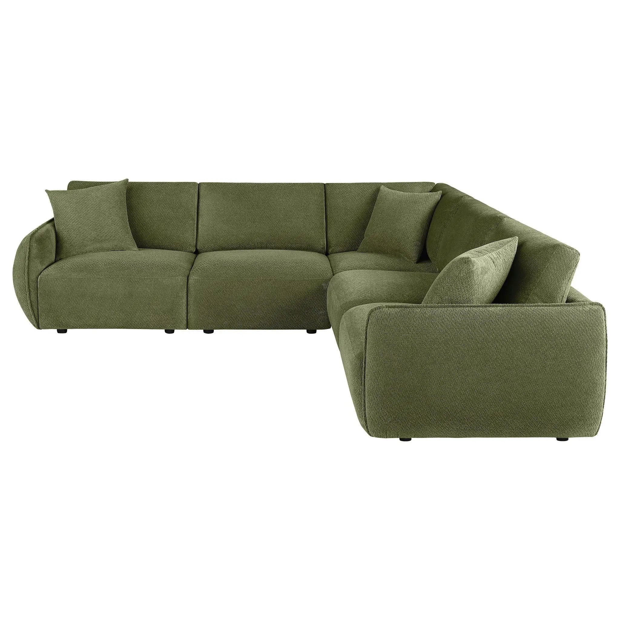 Elysia 5-piece Chenille Upholstered Modular Sectional Sofa Green by Unique Piece Furniture