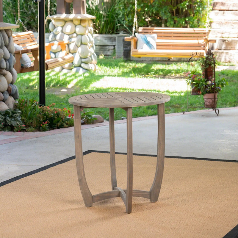 Hermosa Rustic Circular Bistro Table - Gray by HouseOfZazla