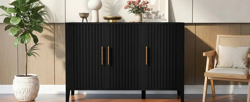 U-Style Wavy 3-Door Sideboard with Solid Pine Legs by HouseOfZazla