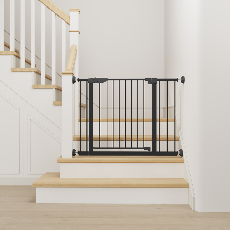 Wide Baby Gate with Wall Protector for Stairs and Doorways by HouseOfZazla