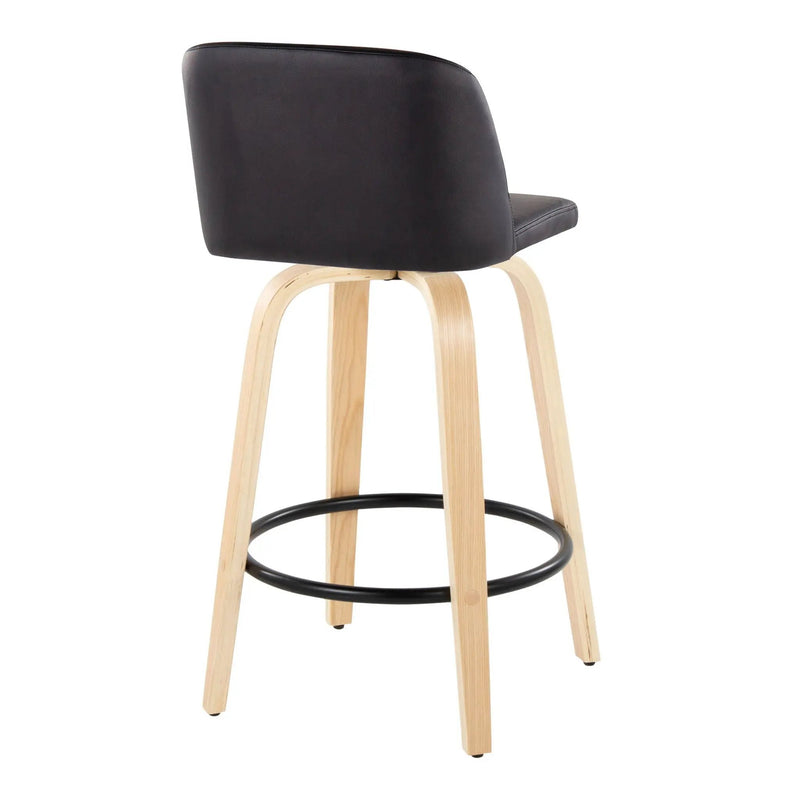 Toriano - Contemporary Modern Fixed Height Counter Stool Swivel With Round Footrest (Set of 2) by HouseOfZazla