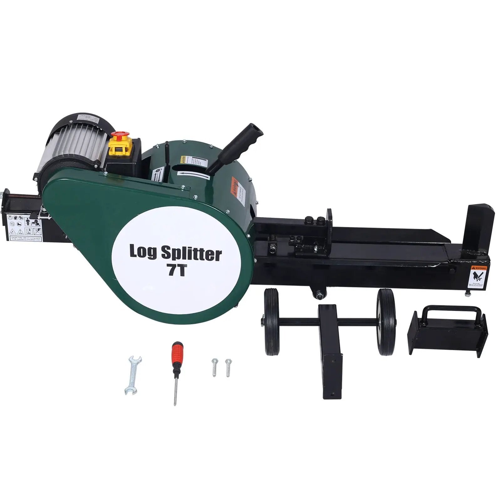 Double Flywheel Electric Log Splitter 7 Ton Portable Firewood Machine Steel - Black by HouseOfZazla