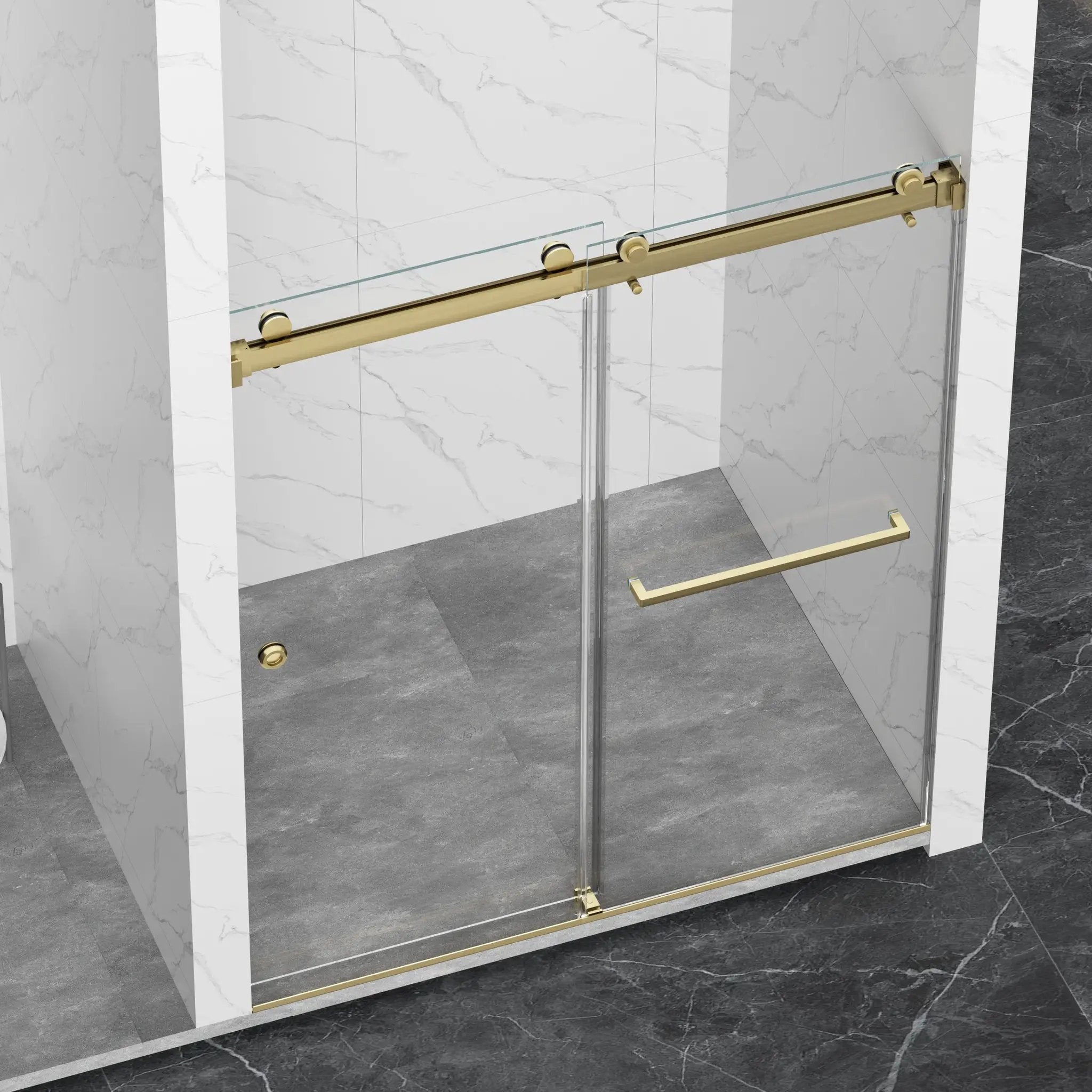 Frameless Shower Door with Double Sliding Design by HouseOfZazla