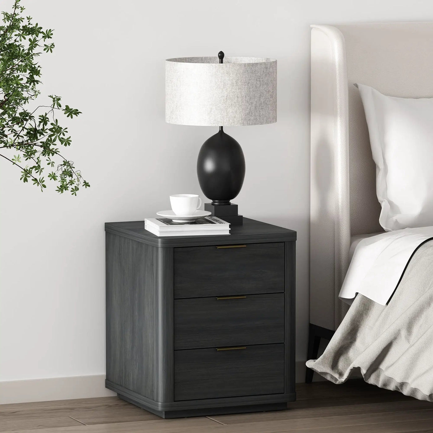 Evelyn - Nightstand With 3 Drawers, Smooth Rounded Edges by HouseOfZazla