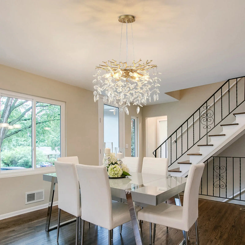 6-Light Chandelier Crystal Ceiling Lamp - Gold Finish by HouseOfZazla