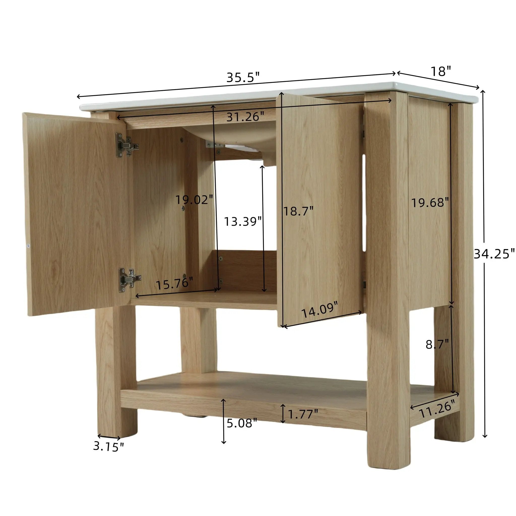Modern Bathroom Vanity With Rectangle Ceramic Sink, Soft Closing Doors by HouseOfZazla