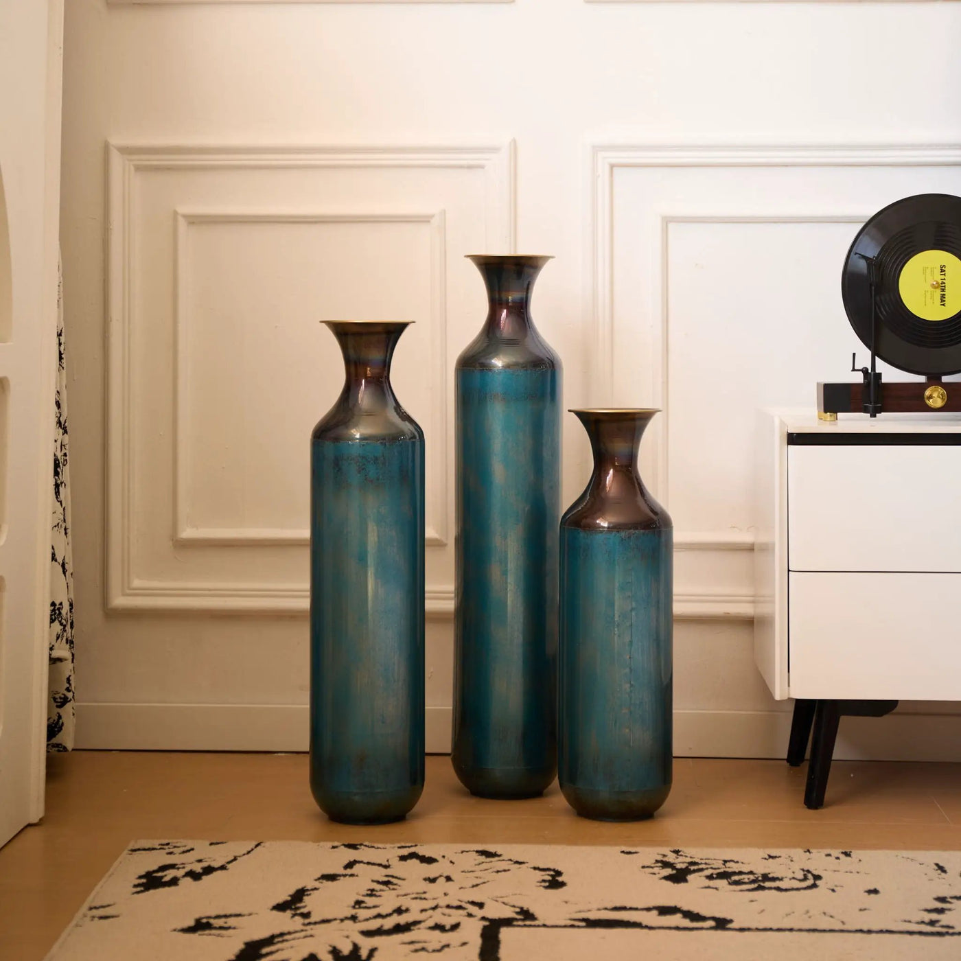 Modern Droplet Shaped Floor Vase Set, 3 Piece Home Decor by HouseOfZazla