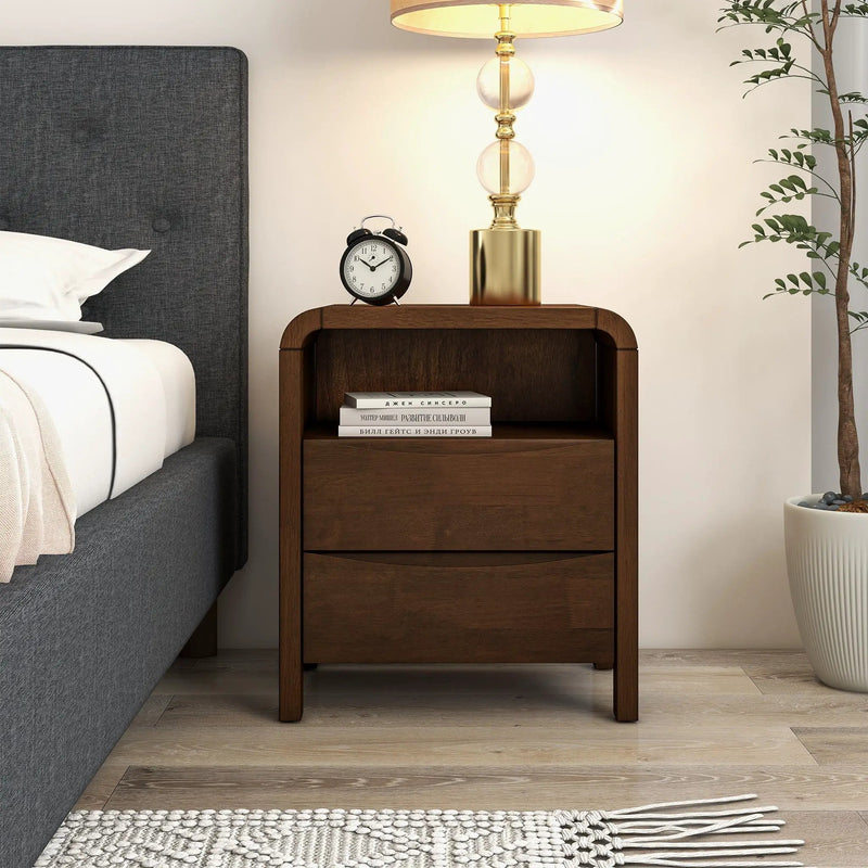 Lionel - Nightstand 2 Drawer - Brown by HouseOfZazla