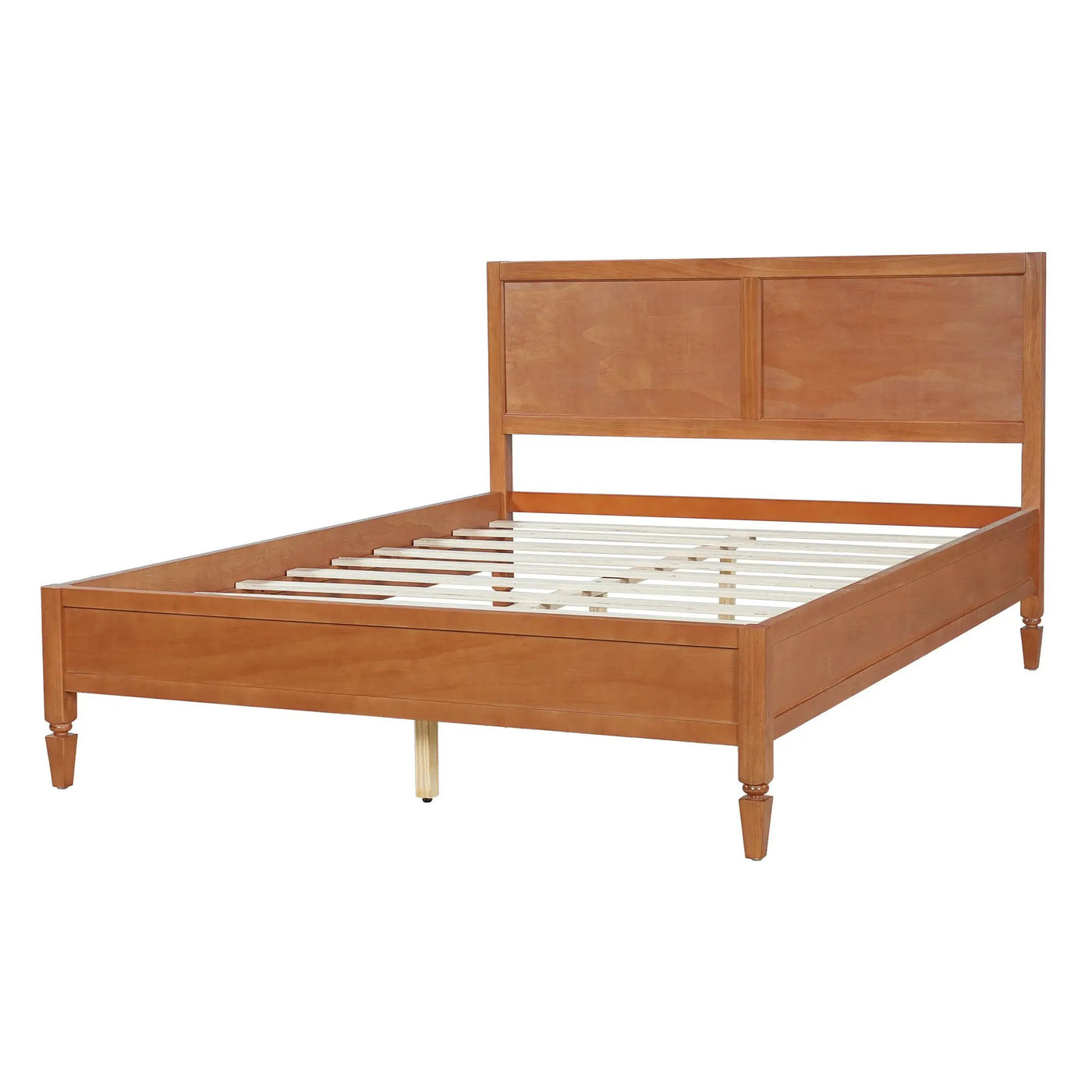 Queen Size Wood Platform Bed Frame with Classic Panel Headboard by HouseOfZazla