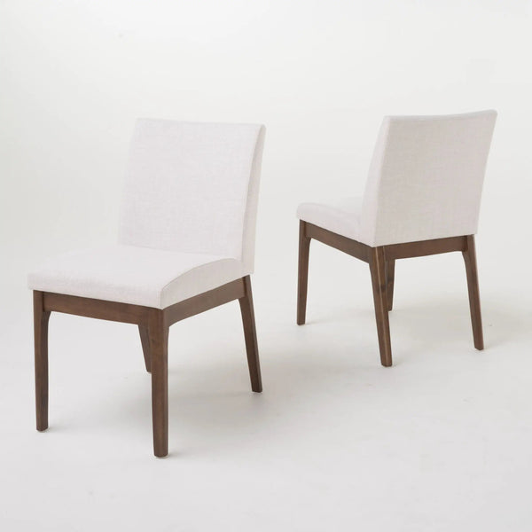 5 Piece Dining Set With Table And Upholstered Chairs - Light Beige / Walnut