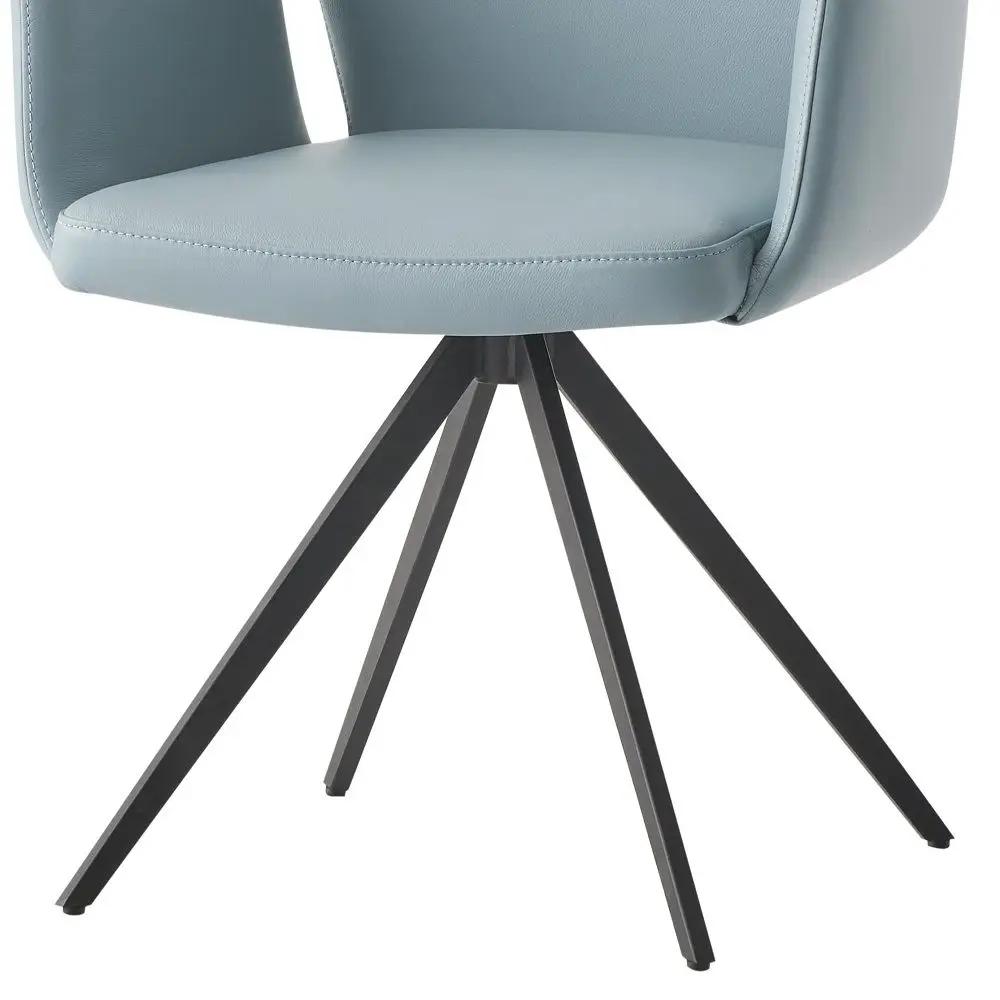 Segismunda - Arm Chair With Swivel - Light Blue Leather & Black by Unique Piece Furniture