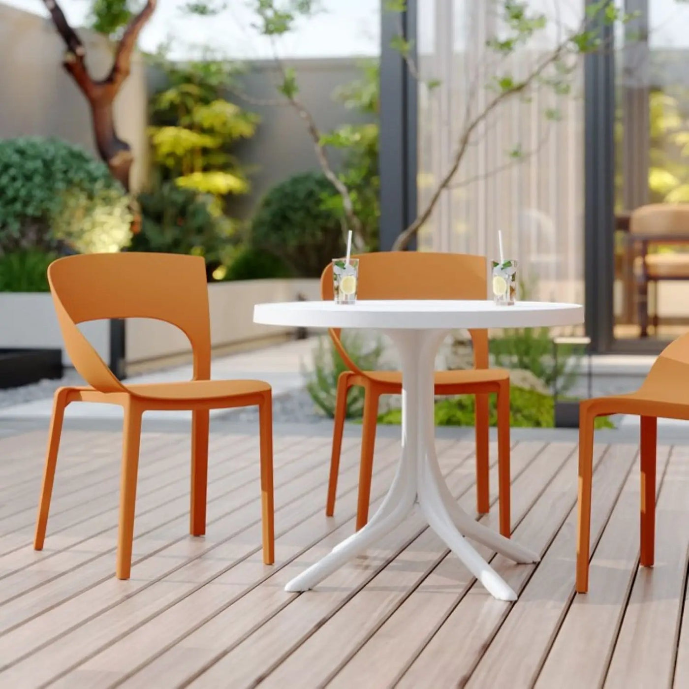 4 Piece Set Of Modern Designed Single Chairs With Round Table by Unique Piece Furniture