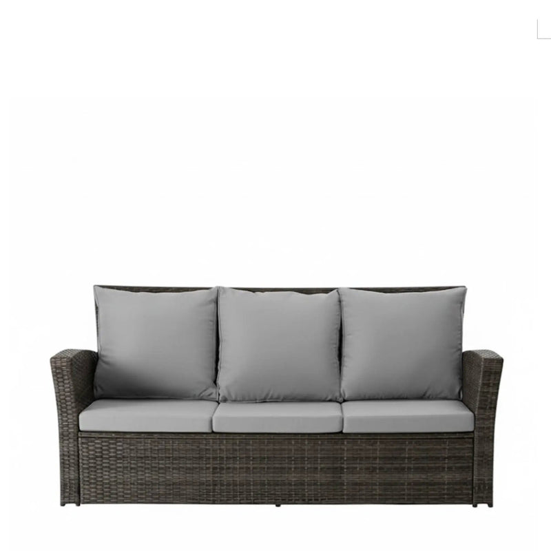All-Weather Wicker 3 Seat Patio Sofa With Thick Cushions