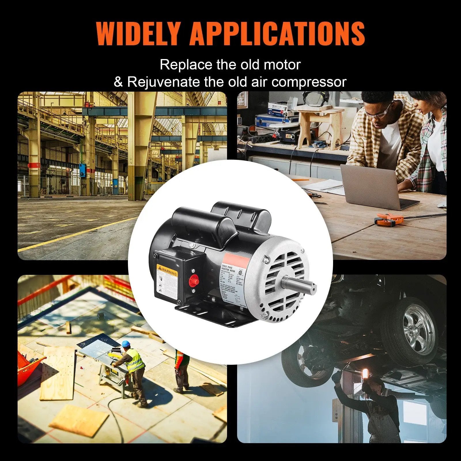 5HP Air Compressor Electric Motor 230V 25A 3450RPM CW/CCW Rotation by HouseOfZazla