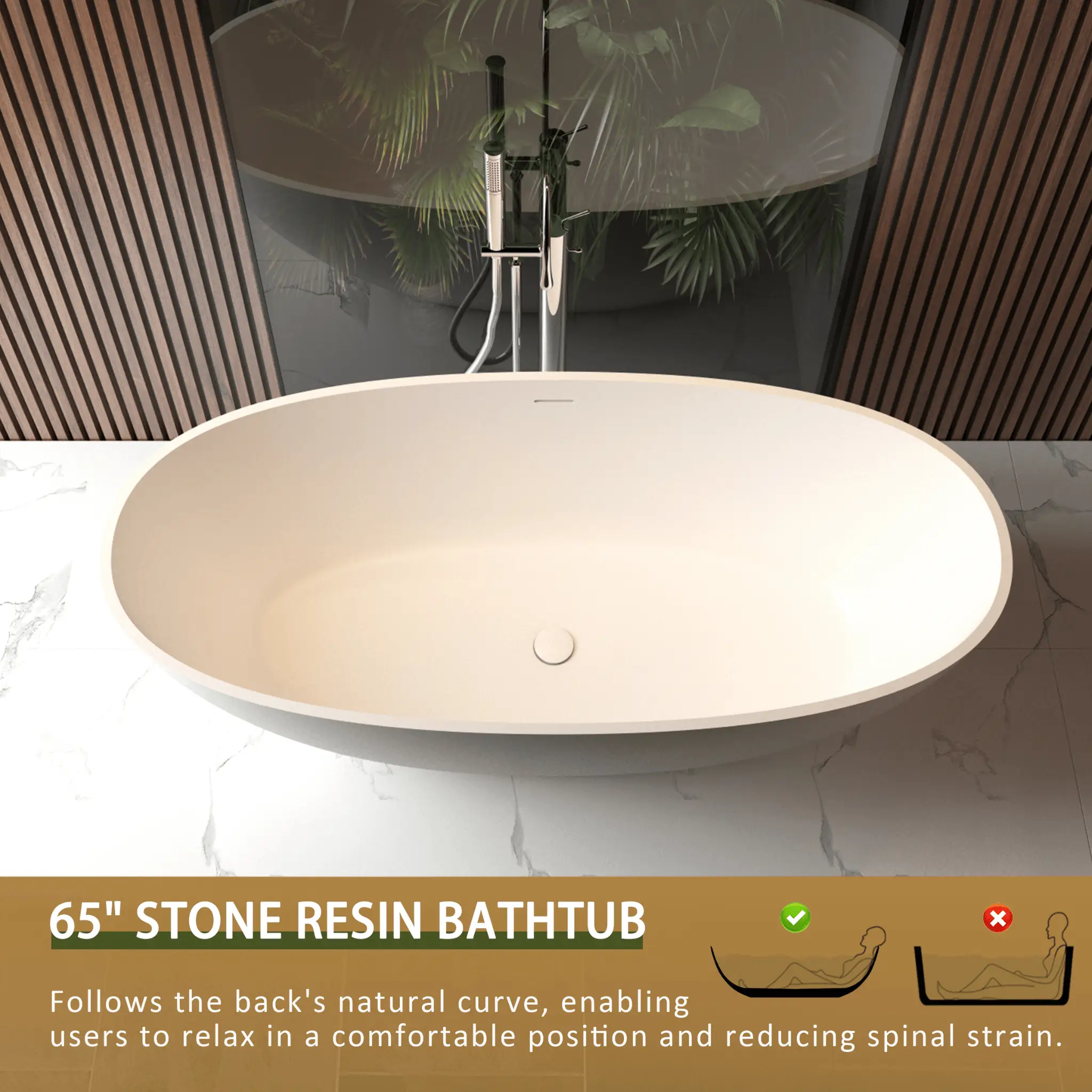 Nuvia Virella 65-Inch Luxury Freestanding Soaking Bathtub With Overflow And Pop-Up Drain (SAK69451) by SAKSBY WHOLESALE