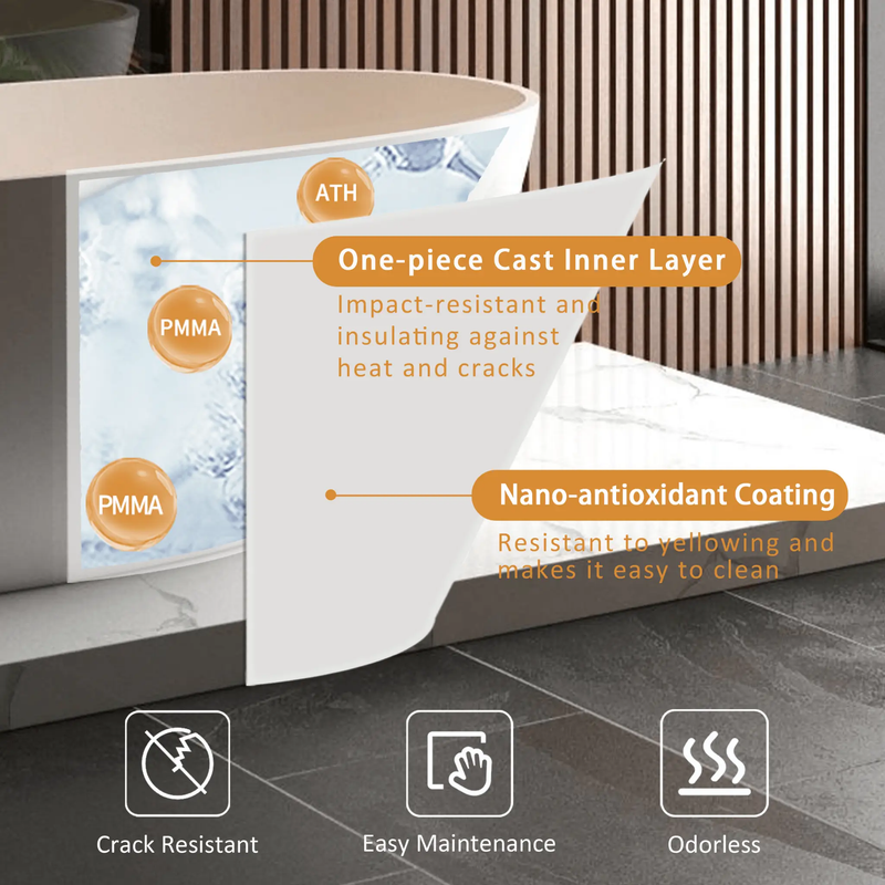 Nuvia Virella 65-Inch Luxury Freestanding Soaking Bathtub With Overflow And Pop-Up Drain (SAK69451) by SAKSBY WHOLESALE