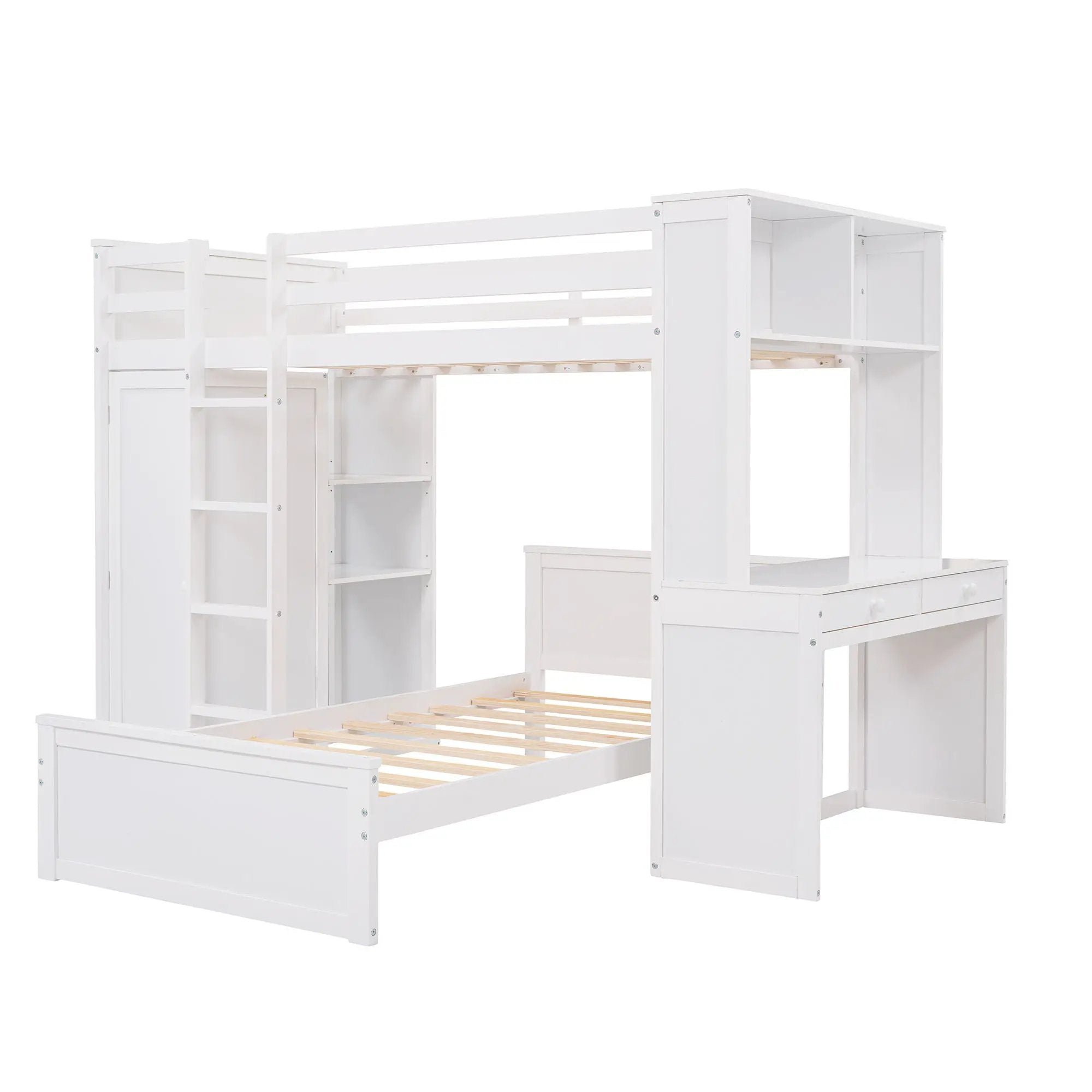 Loft Bed With A Stand Alone Bed, Shelves, Desk, And Wardrobe by Unique Piece Furniture