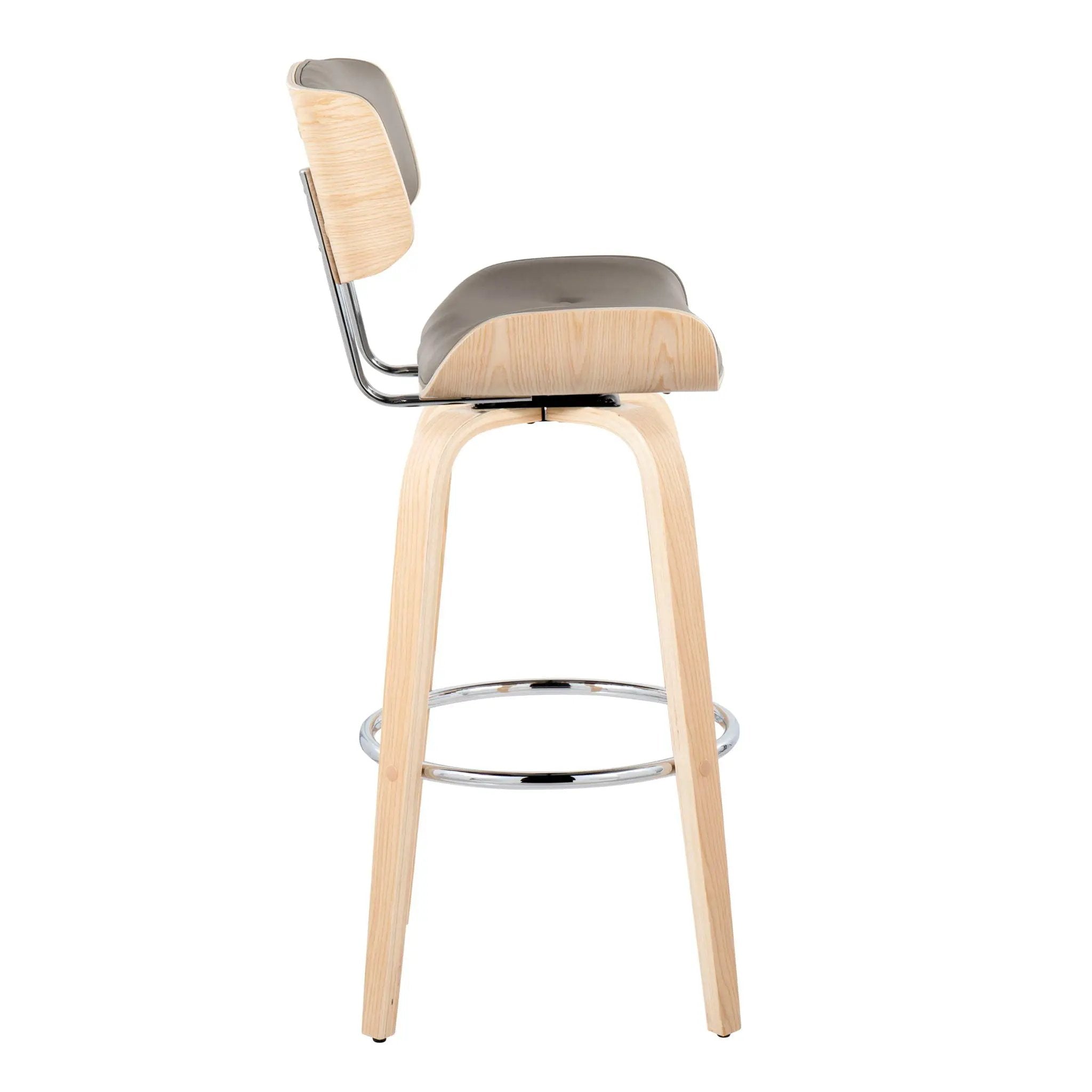 Lombardi - Mid Century Modern Fixed Height Barstool With Swivel With Round Footrest (Set of 2) by Unique Piece Furniture
