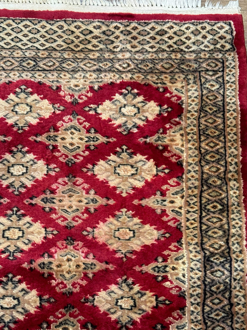 Pakistani Runner Rug 2.8 x 7.6, Red Turkoman Bokhara Runner by Jewel Rugs