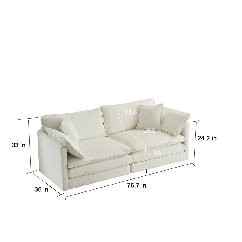 2-Piece White Chenille Sofa Set for Living Room by HouseOfZazla
