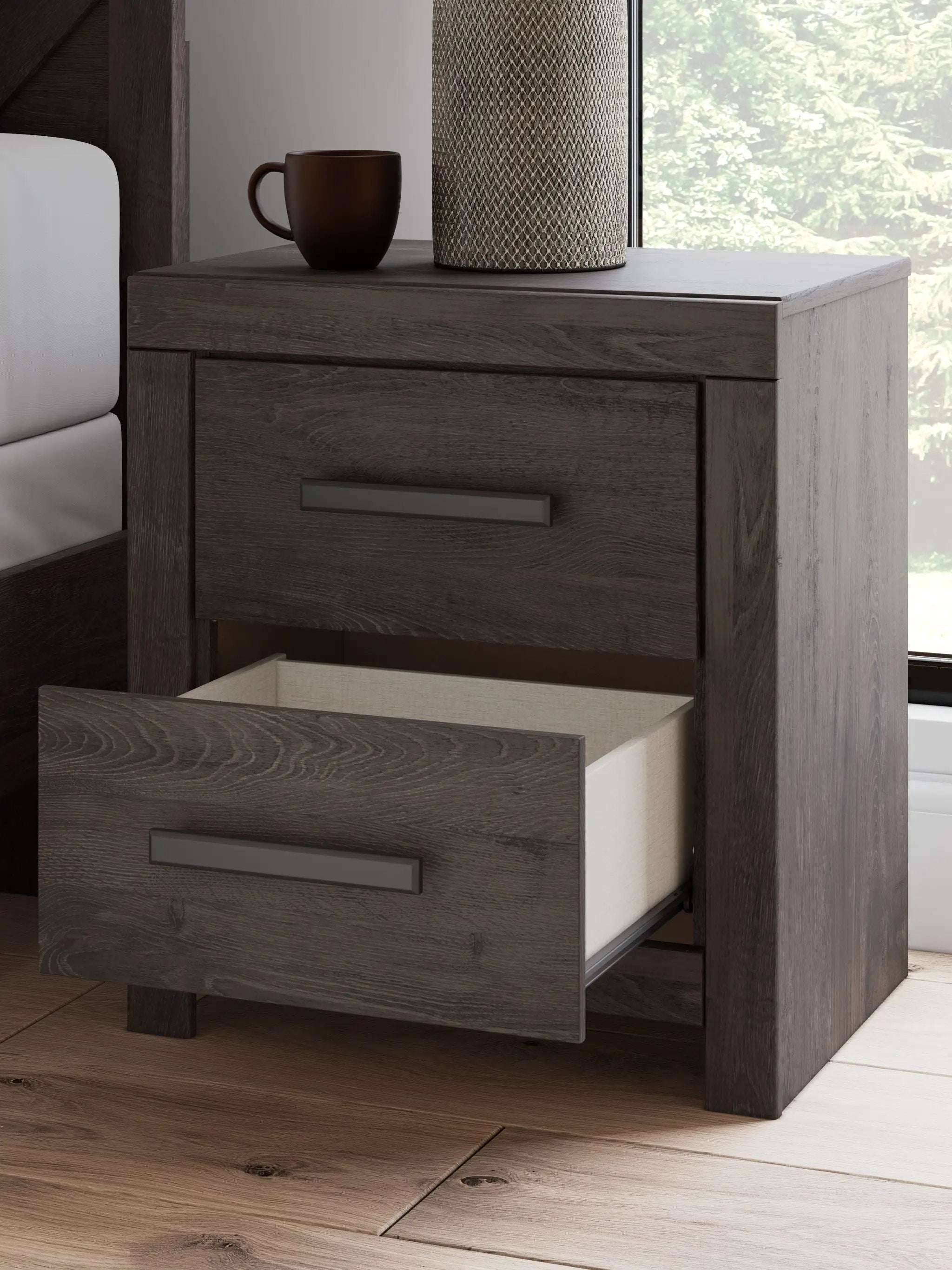 Prendonea - Two Drawer Night Stand - Charcoal by Unique Piece Furniture