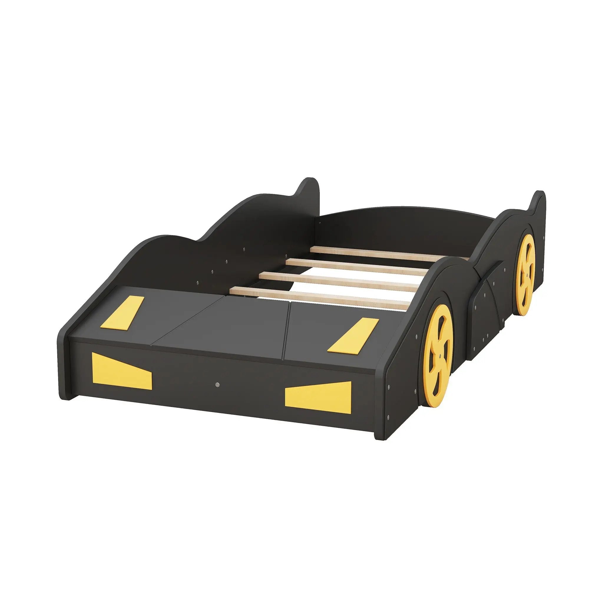 Race Car Shaped Platform Bed With Wheels And Storage by HouseOfZazla