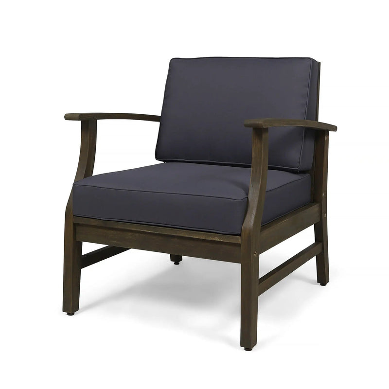 Enchanting Outdoor Club Chair With Slat Panel Design And Water Resistant Cushion - Dark Gray by HouseOfZazla