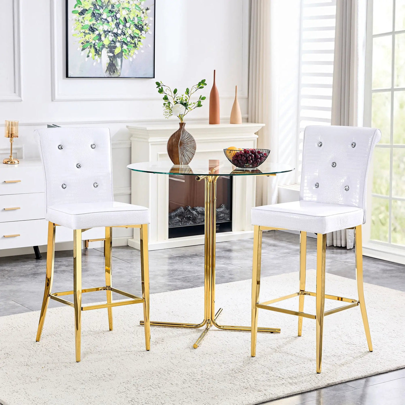 Bar Chairs With Crystal Clasp Design (Set of 2) by Unique Piece Furniture