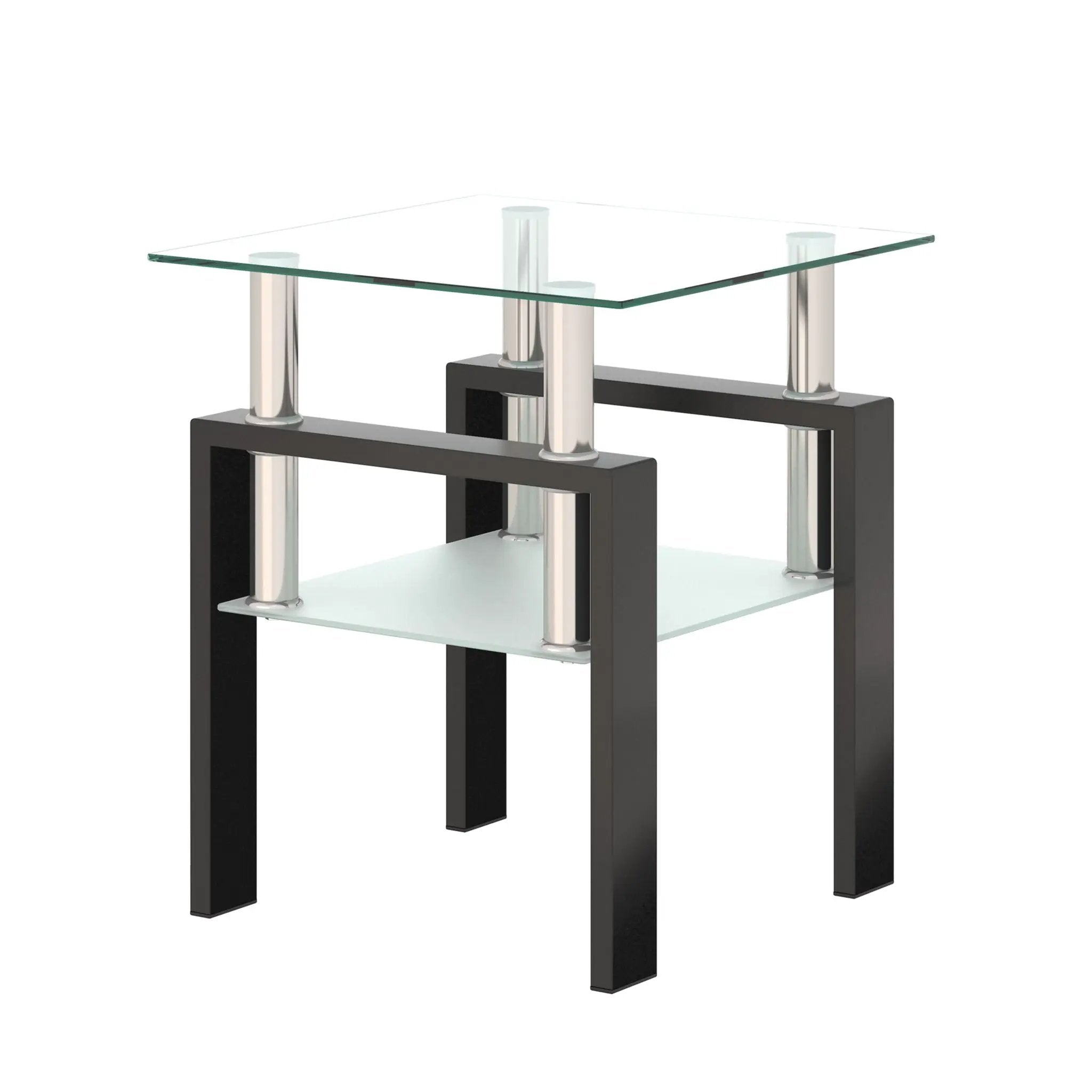 Modern Tempered Glass Tea Table, End Square Table For Living Room by Unique Piece Furniture