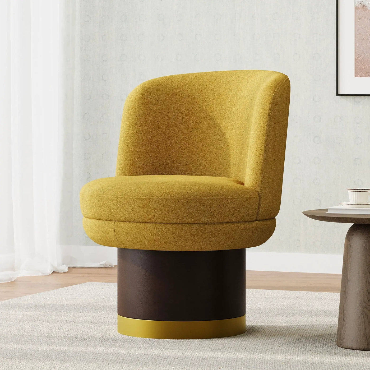 Round Swivel Accent Chair With Ergonomic Backrest For Living Room by HouseOfZazla