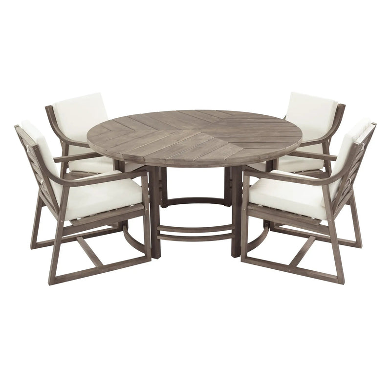 Outdoor Dining Set 5-Piece Patio Table and Chairs with Umbrella Hole by HouseOfZazla